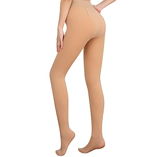 Libella Damen Thermo Strumpfhosen gefütterte Fleece Pantyhose Winter warm blickdichte Thermostrumpfhose Leggings Kuschel Seamless Dicke Plüsch Mehrfarbig 4152 Beige S von Libella
