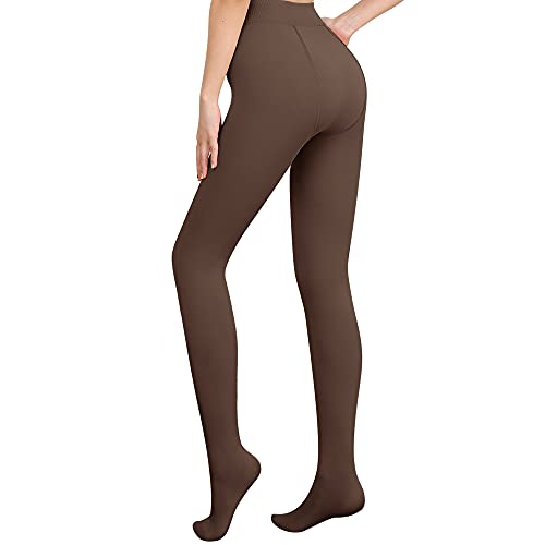 Libella Damen Thermo Strumpfhosen gefütterte Fleece Pantyhose Winter warm blickdichte Thermostrumpfhose Leggings Kuschel seamless dicke Plüsch Mehrfarbig 4152 Braun S von Libella