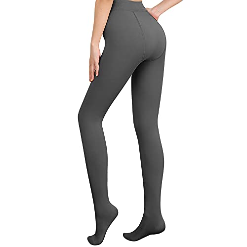 Libella Damen Thermo Strumpfhosen gefütterte Fleece Pantyhose Winter warm blickdichte Thermostrumpfhose Leggings Kuschel seamless dicke Plüsch Mehrfarbig 4152 Grau M von Libella