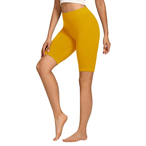 Libella Radlerhose Damen Kurze Leggings Baumwolle High Waist Shorts Blickdicht Sommer Sportshorts Gelb 4165 M von Libella