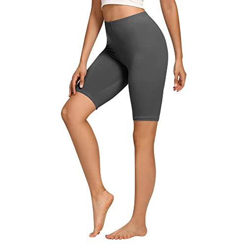 Libella Radlerhose Damen Kurze Leggings Baumwolle High Waist Shorts Blickdicht Sommer Sportshorts Grau 4165 M von Libella