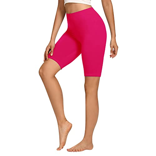 Libella Radlerhose Damen Kurze Leggings Baumwolle High Waist Shorts Blickdicht Sommer Sportshorts Magenta 4165 2XL von Libella