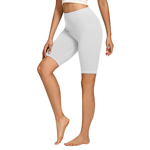 Libella Radlerhose Damen Kurze Leggings Baumwolle High Waist Shorts Blickdicht Sommer Sportshorts Weiß 4165 M von Libella