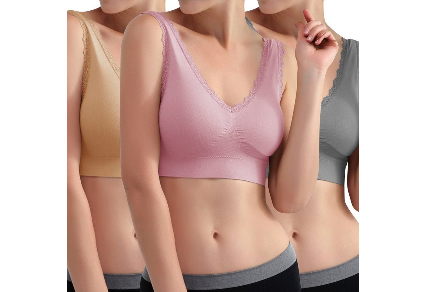 Libella Set: Soft-BH 3717-3747 (3er-Pack) Bügelloser Bustier Komfort-BH von Libella