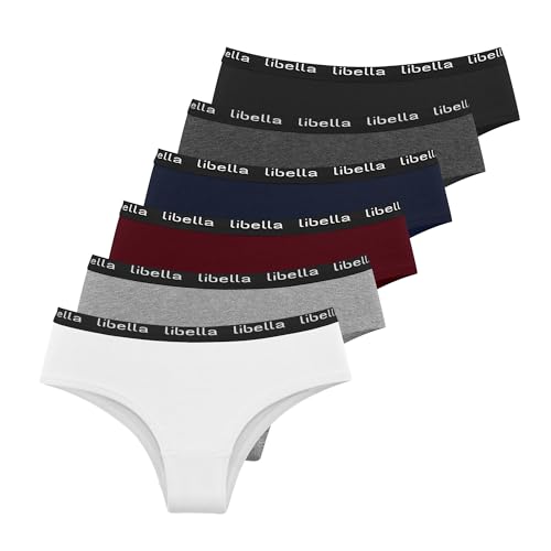 Libella Slips Damen Baumwolle,6er Pack Hipster Panties Damen Unterwäsche Bequeme Unterhosen Damen 3411 MU S von Libella
