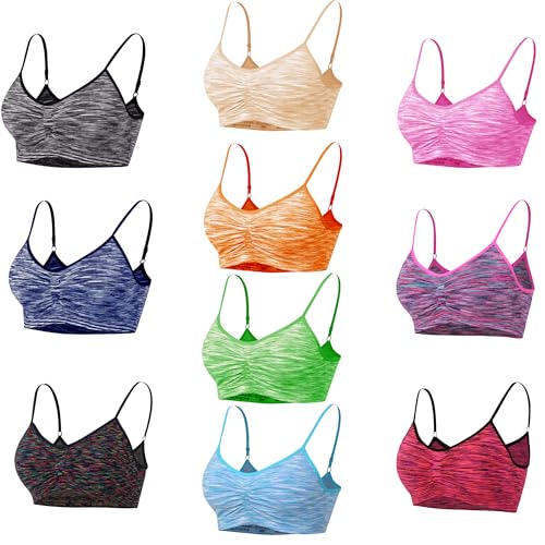 Libella 3er Pack Sport-BH Damen Bustier Gepolsterter Push Up Ohne Bügel Sport Bra Fitness Sporttop 3718 Zufall XXL von Libella