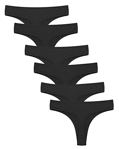 Libella Tanga Damen String Baumwolle Thongs Unterwäsche 6er-Pack 3904 Schwarz XL von Libella
