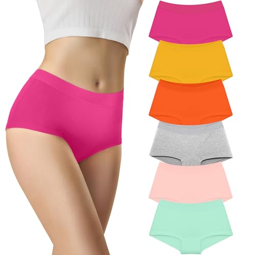 Libella Unterhosen Damen Baumwolle 6er Pack Slips Stretch Panties Bequeme Frauen Unterwäsche Weich Atmungsaktiv Hipsters Boxershorts MU2 S von Libella