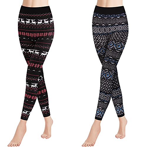 Libella Winterleggings Skinny Thermoleggings Laufhose Norweger mit Weihnachtsmotiven Teddy-Innenfleece Frauen/Mädchen 4145 B+G von Libella