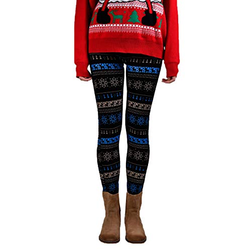 Libella Winterleggings Skinny Thermoleggings Laufhose Norweger mit Weihnachtsmotiven Teddy-Innenfleece Frauen/Mädchen 4145F von Libella