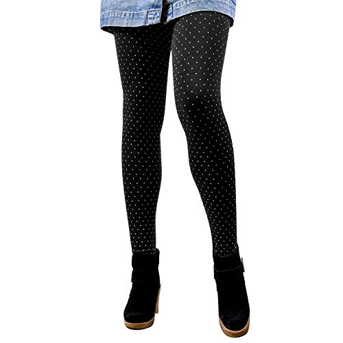 Libella Winterleggings Skinny Thermoleggings Laufhose mit Pünktchen Norweger Teddy-Innenfleece Frauen/Mädchen 4146 Schwarz von Libella