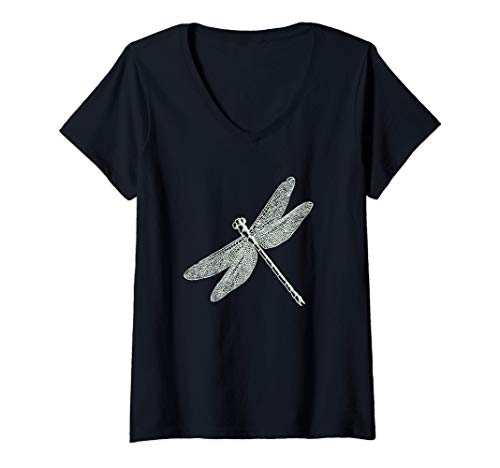 Damen Libelle T-Shirt mit V-Ausschnitt von Libelle Designs von Peacedancers