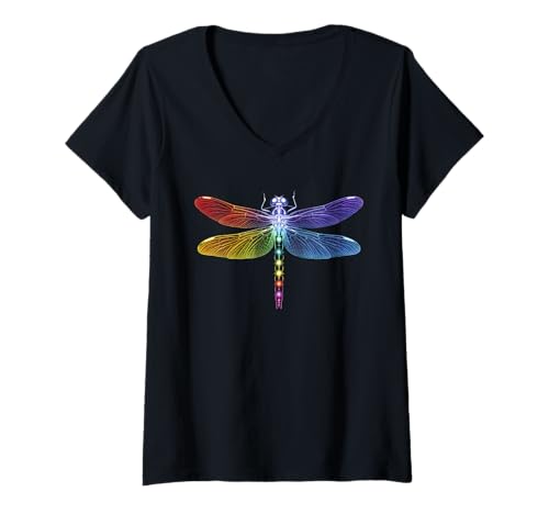 Damen Libellen TShirt Herren Damen Dragonfly Drachenfliege T-Shirt mit V-Ausschnitt von Libelle TShirt Drachenfliege Dragonfly Insekten