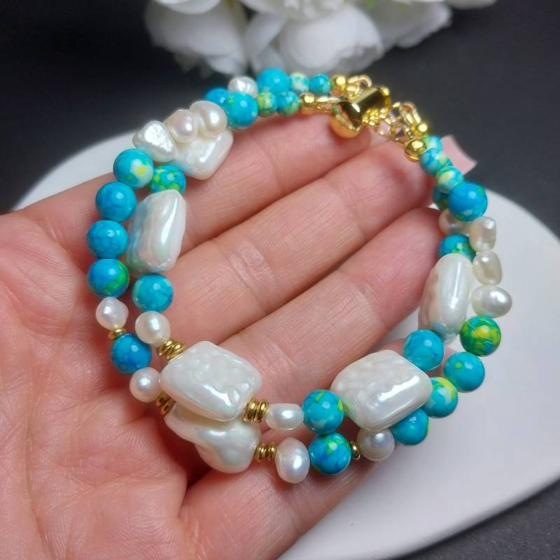 Bracelet - Freshwater Pearls Natural Stones Jewelry Women's Gift Bracelet - Freshwater Pearls Natural Stones Jewelry Women's Gift von LibelleLaden