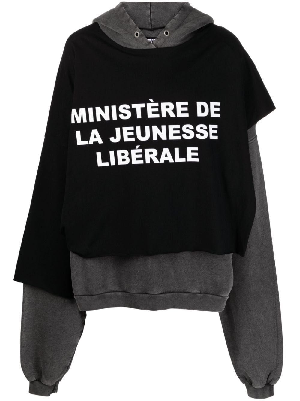 Liberal Youth Ministry Hoodie im Layering-Look mit Slogan-Print - Schwarz von Liberal Youth Ministry