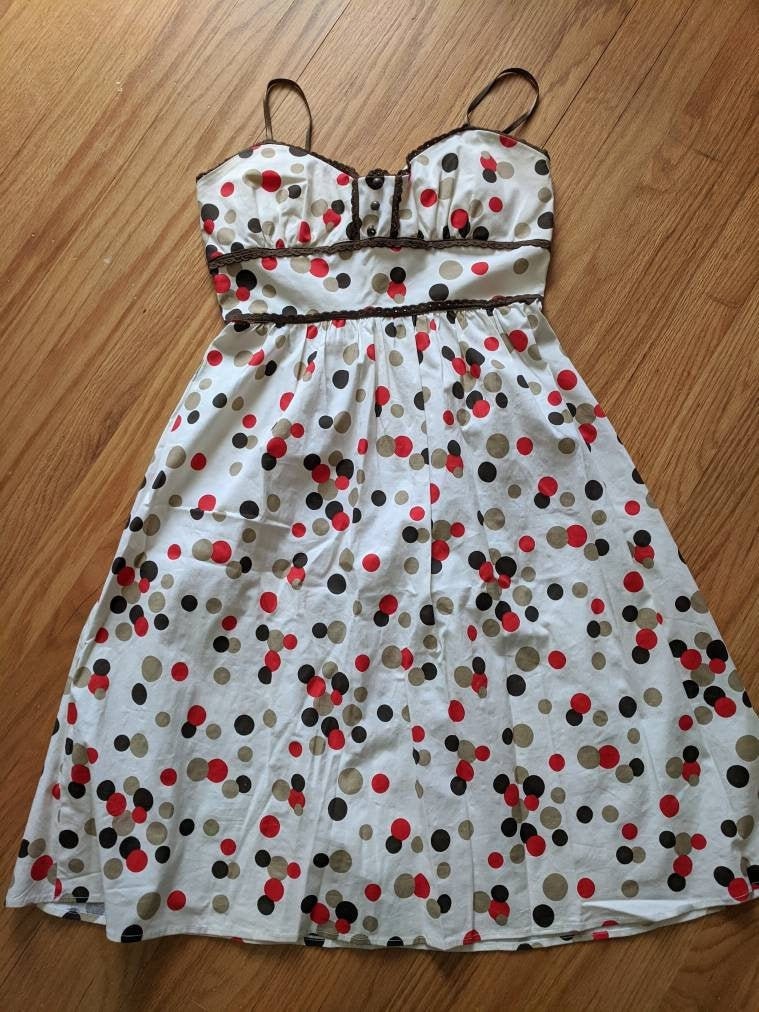 Herzausschnitt Bustier Kleid Größe Xs | Süßer Kürbis & Kakao Trixxi Polka Dot Konfekt Alle Baumwolle, Spaghetti-Trägern Anpassen von LiberationVintage