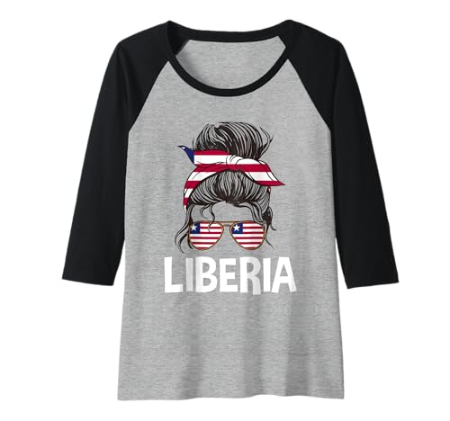 Damen Liberia Mädchen Unordentlicher Haarknoten Liberian Woman Pride Raglan Damen Liberia Mädchen Unordentlicher Haarknoten Liberian Woman Pride Raglan von Liberia Flag Designs Proud Liberian Roots