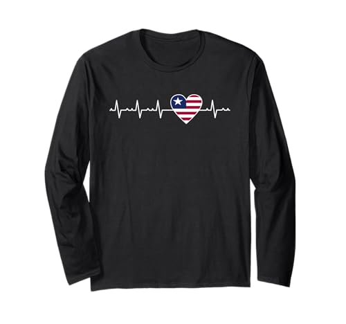 Liberia Heartbeat Apparel Patriotic Liberian Herren Damen Langarmshirt Liberia Heartbeat Apparel Patriotic Liberian Herren Damen Langarmshirt von Liberia Flag Designs Proud Liberian Roots