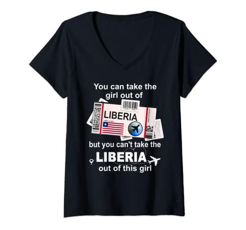 Damen Liberia Bordkarte - Liberia Mädchen - Liberia T-Shirt mit V-Ausschnitt Damen Liberia Bordkarte - Liberia Mädchen - Liberia T-Shirt mit V-Ausschnitt von Liberia Home Country - Liberia Outfits & Designs