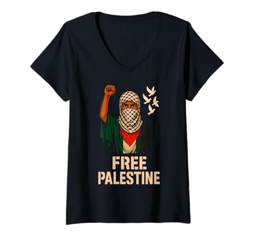 Damen Freies Palästina Freies Palästina T-Shirt mit V-Ausschnitt Damen Freies Palästina Freies Palästina T-Shirt mit V-Ausschnitt von Libertad Pueblo Palestino