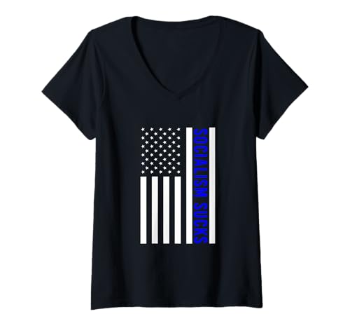Damen Sozialismus saugt Antisozialismus T-Shirt mit V-Ausschnitt Damen Sozialismus saugt Antisozialismus T-Shirt mit V-Ausschnitt von Libertarian Conservative Gifts & Tees