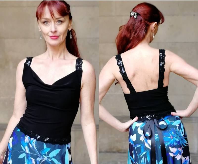 Tanz Top, Bauchfreies Tango Trägertop, Jersey Sommer Tank Top - Cleo von LibertasAtelier