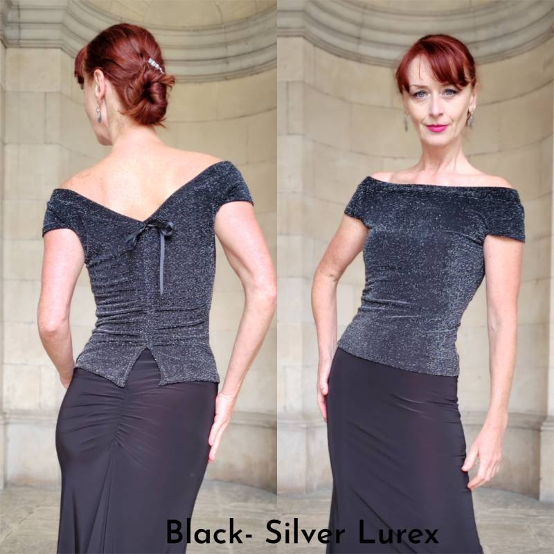 Tanz Top, Tango Bardot Sommer Lurex Schulterfreies Tailliertes Top - Felicity von LibertasAtelier