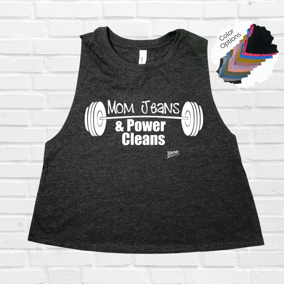 Mom Jeans & Power Cleans Top, Crossfit Tank, Frauen Tank Heben Crop Gewichtheben Bankkleidung, Trainingsoberteil von LiberteLifestylesUS