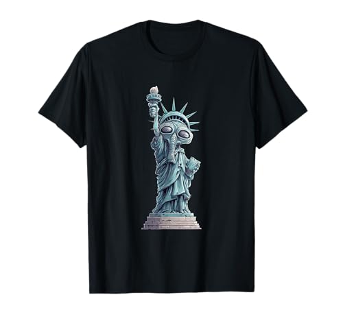 Freiheitsstatue mit Alien für lustige Jungen und Mädchen T-Shirt Freiheitsstatue mit Alien für lustige Jungen und Mädchen T-Shirt von Liberty Alien Outfit