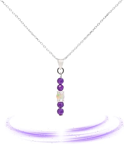 Liberty Angels - Edelstein Kette aus 925er Silber & Opal - Edelstein Halskette Damen & Herren - Naturstein Opal Kette - Heilstein Schmuck - Hochwertiger Edelstein Schmuck - Heilstein Edelsteinketten von Liberty Angels