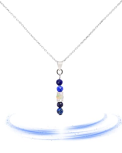Liberty Angels - Edelstein Kette aus 925er Silber & Opal - Edelstein Halskette Damen & Herren - Naturstein Opal Kette - Heilstein Schmuck - Hochwertiger Edelstein Schmuck - Heilstein Edelsteinketten von Liberty Angels
