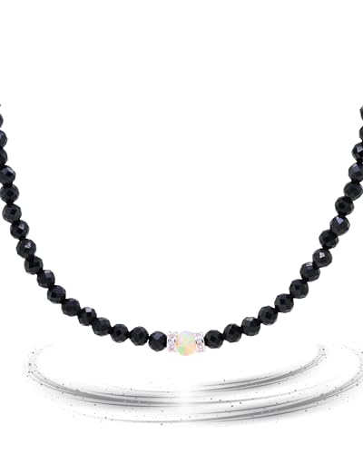 Liberty Angels - Edelstein Kette aus 925er Silber & Opal - Edelstein Halskette Damen & Herren - Naturstein Opal Kette - Heilstein Schmuck - Hochwertiger Edelstein Schmuck - Heilstein Edelsteinketten von Liberty Angels