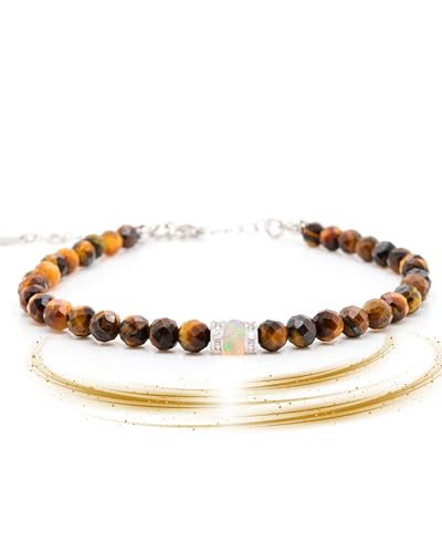 Liberty Angels - Edelstein Armband aus 925er Silber & Opal - Edelstein Armband Damen & Herren - Heilstein Schmuck Armbänder - Hochwertiger Edelstein Schmuck - Heilstein Armband echte Steine Verschluss von Liberty Angels