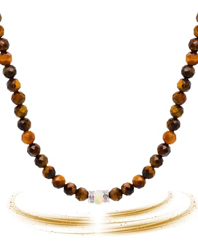 Liberty Angels - Edelstein Kette aus 925er Silber & Opal - Edelstein Halskette Damen & Herren - Naturstein Opal Kette - Heilstein Schmuck - Hochwertiger Edelstein Schmuck - Heilstein Edelsteinketten von Liberty Angels