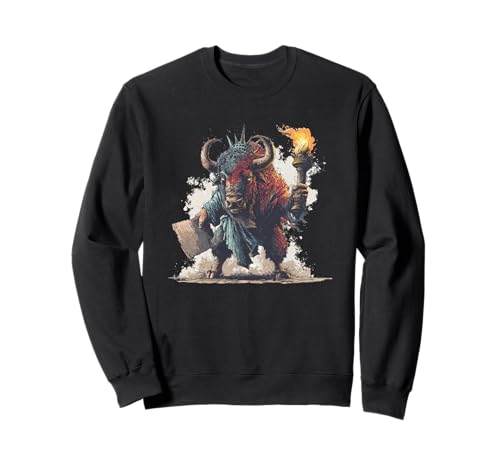 Tolles Bison mit USA Liberty Kostüm für Erwachsene und Kinder Sweatshirt von Liberty Bison Outfit