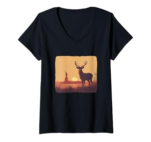Damen Schönes USA-Symbol-Kostüm für patriotische Liebhaber T-Shirt mit V-Ausschnitt Damen Schönes USA-Symbol-Kostüm für patriotische Liebhaber T-Shirt mit V-Ausschnitt von Liberty Deer Outfit