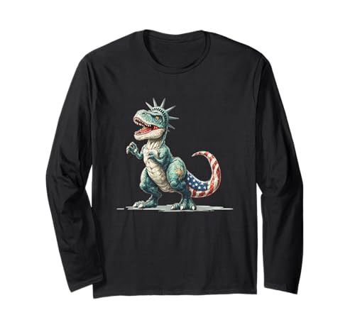 Cooler USA Dinosaurier im Liberty Style für Jungen und Mädchen Langarmshirt von Liberty Dinosaur