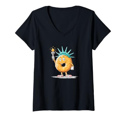 Damen Lustiges USA-Donut-Kostüm für Liberty-Liebhaber T-Shirt mit V-Ausschnitt Damen Lustiges USA-Donut-Kostüm für Liberty-Liebhaber T-Shirt mit V-Ausschnitt von Liberty Donut Outfit
