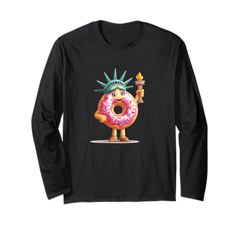 Toller Donut mit Freiheitsstatue für Jungen und Mädchen Langarmshirt Toller Donut mit Freiheitsstatue für Jungen und Mädchen Langarmshirt von Liberty Donut Outfit