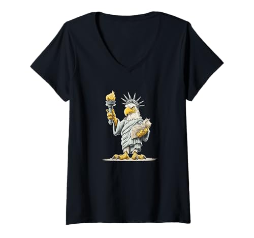 Damen Erstaunlicher Adler in Liberty Statue Look für Jungen und Mädchen T-Shirt mit V-Ausschnitt von Liberty Eagle Outfit