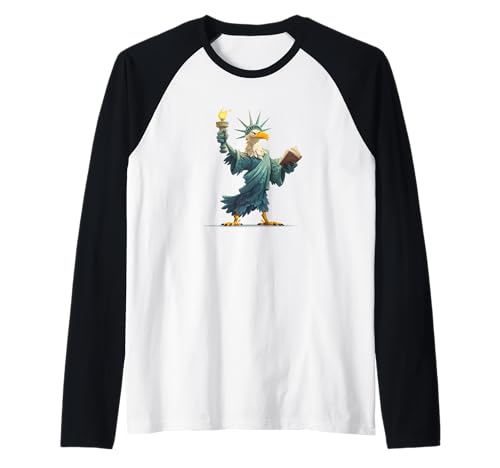 Freiheitsstatue mit Adler für Erwachsene und Kinder Raglan von Liberty Eagle Outfit