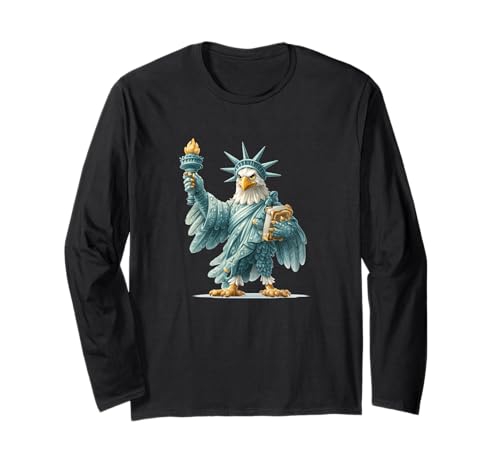 Lustiges Adler mit Freiheitsstatue Kostüm für Jungen und Mädchen Langarmshirt von Liberty Eagle Outfit