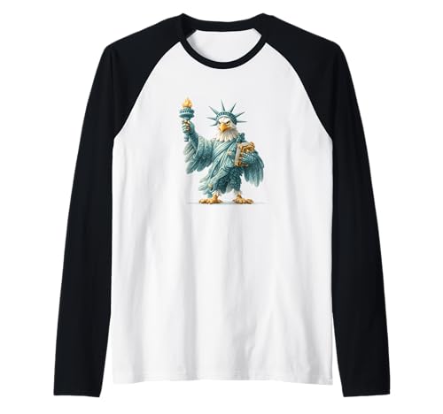 Lustiges Adler mit Freiheitsstatue Kostüm für Jungen und Mädchen Raglan von Liberty Eagle Outfit