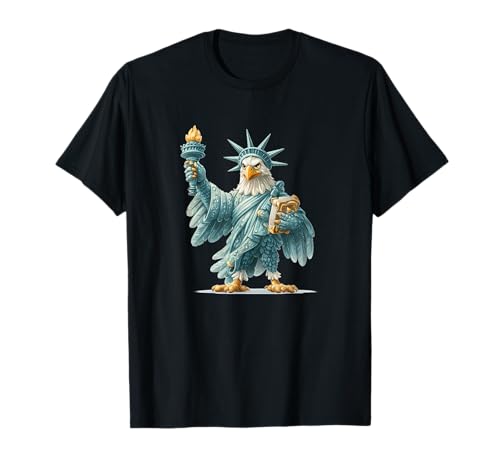 Lustiges Adler mit Freiheitsstatue Kostüm für Jungen und Mädchen T-Shirt von Liberty Eagle Outfit