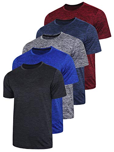 Aktive, schnell trocknende Herren-T-Shirts, Rundhals, Kurzarm, athletisch, Laufen, Training, 5er Pack - - Groß von Liberty Imports