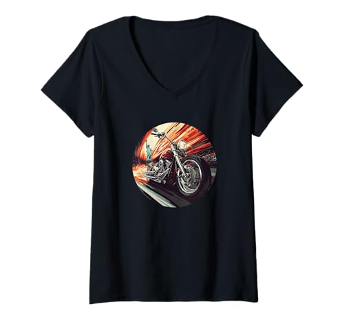 Damen City-Motorrad-Grafikkostüm für Liberty-Liebhaber T-Shirt mit V-Ausschnitt Damen City-Motorrad-Grafikkostüm für Liberty-Liebhaber T-Shirt mit V-Ausschnitt von Liberty Motorcycle Outfit