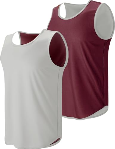 Liberty Pro Herren Leichte, wendbare Rec-Tanks, Netz-Basketballtrikot, athletisch, schnell trocknend, Team-Uniformen, Weiß / Kastanienbraun, Mittel Liberty Pro Herren Leichte, wendbare Rec-Tanks, Netz-Basketballtrikot, athletisch, schnell trocknend, Team-Uniformen, Weiß / Kastanienbraun, Mittel von Liberty Pro