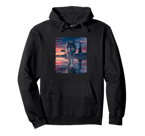 Symbolischer Wolf mit Freiheitsstatue Kostüm für Jungen und Mädchen Pullover Hoodie von Liberty Wolf Outfit