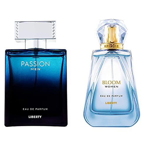Liberty LUXUS Passion & Bloom Geschenkset für Paare, Parfüm für Männer und Frauen, (Passion 100 ml + Bloom 100 ml - EDP) von Liberty