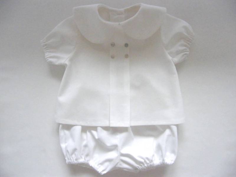 Weißes Set Aus Bluse Und Pumphose Oeko-Tex Zeremonie Oder Liberty Geburt 1/3/6/9/12/18 Monate von LibertyCompagnie